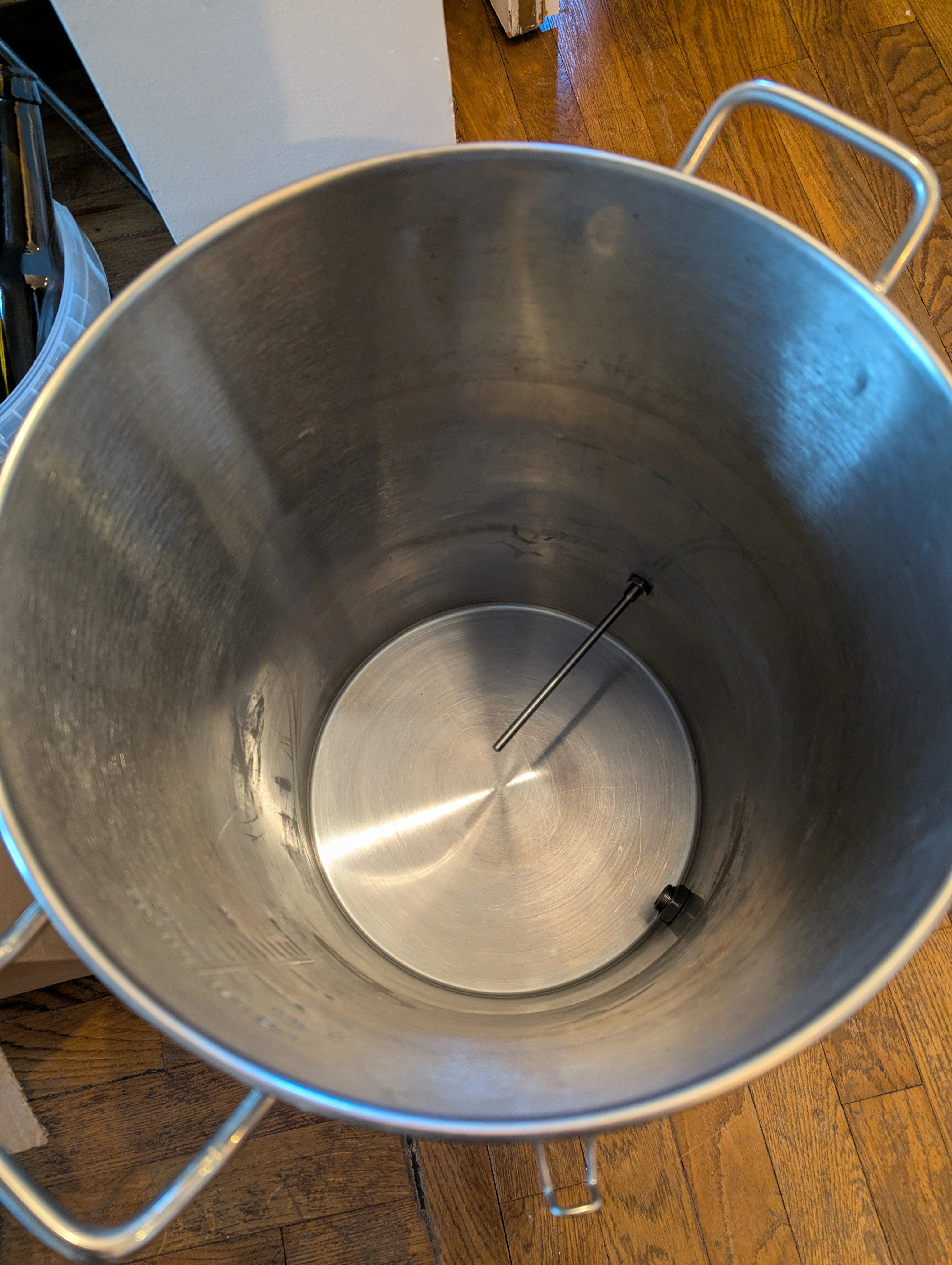 A picture inside the fermenter tank with the probe well